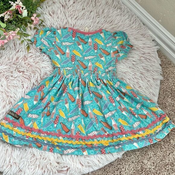 Matilda Jane Wonderment Soda Pop Turquoise Pink Yellow Ric Rac Dress Girls Sz 2 - Picture 9 of 10